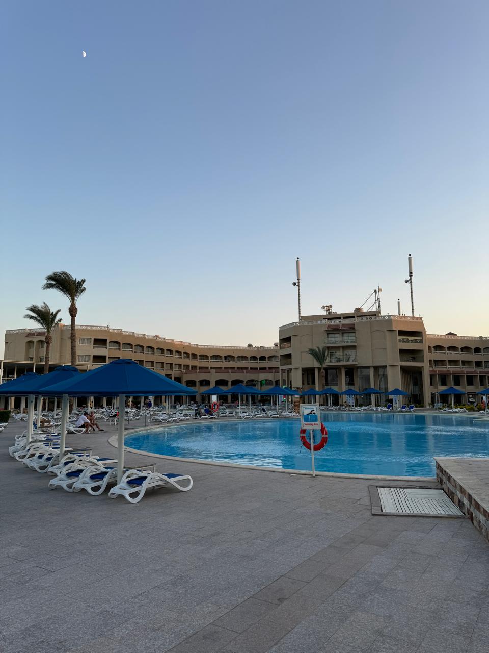 Beachside cabana with view of Hurghada waterpark