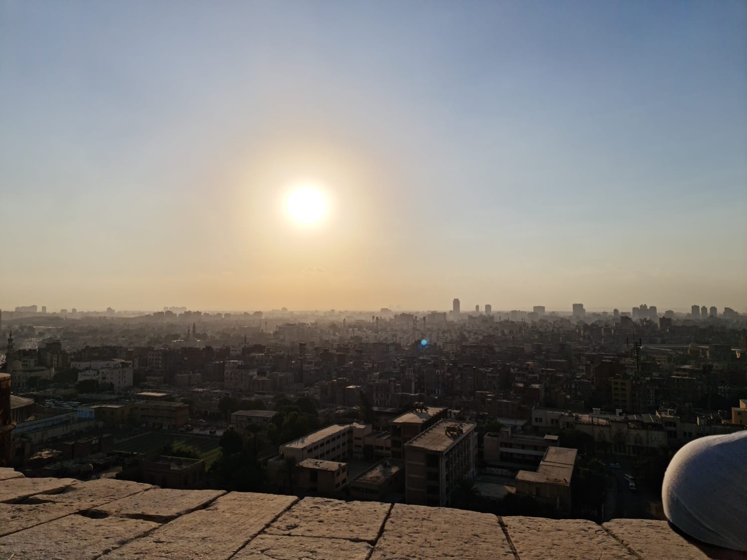 Sunset over the sprawling Cairo skyline seen from the Citadel walls