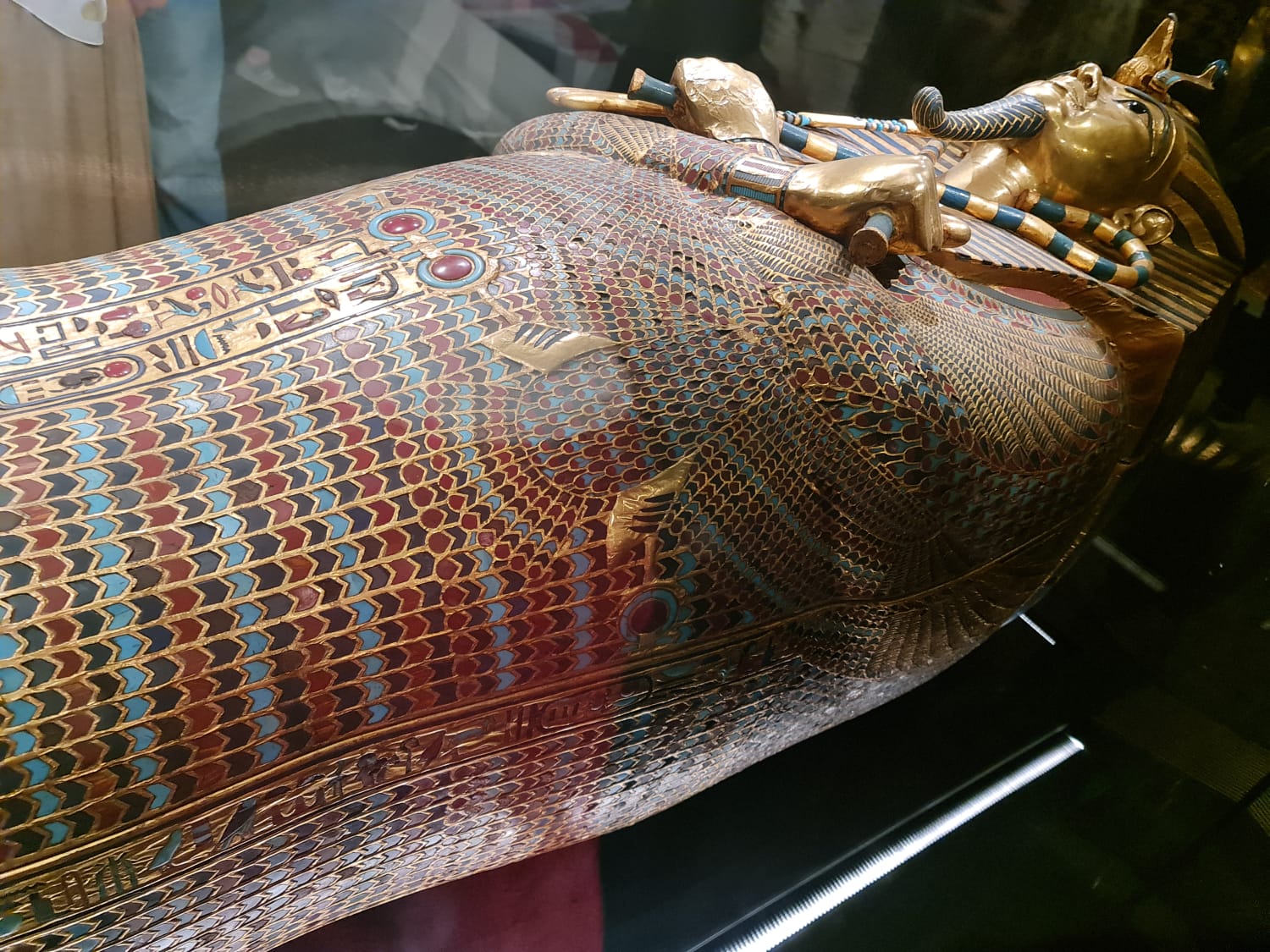 Detailed inlaid coffin of Tutankhamun in the Egyptian Museum