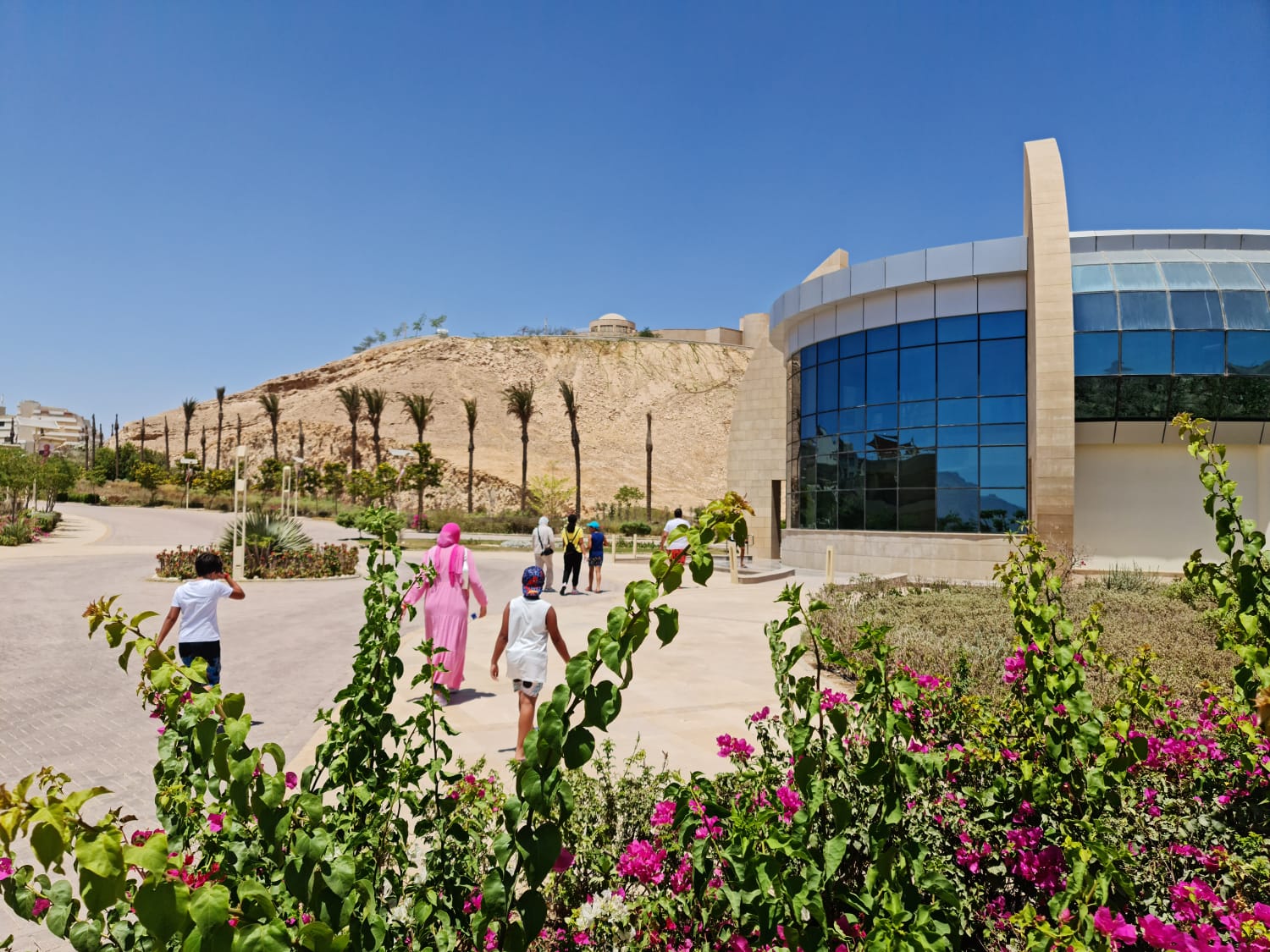 Ain Sokhna Red Sea resort with bougainvillea and desert hills